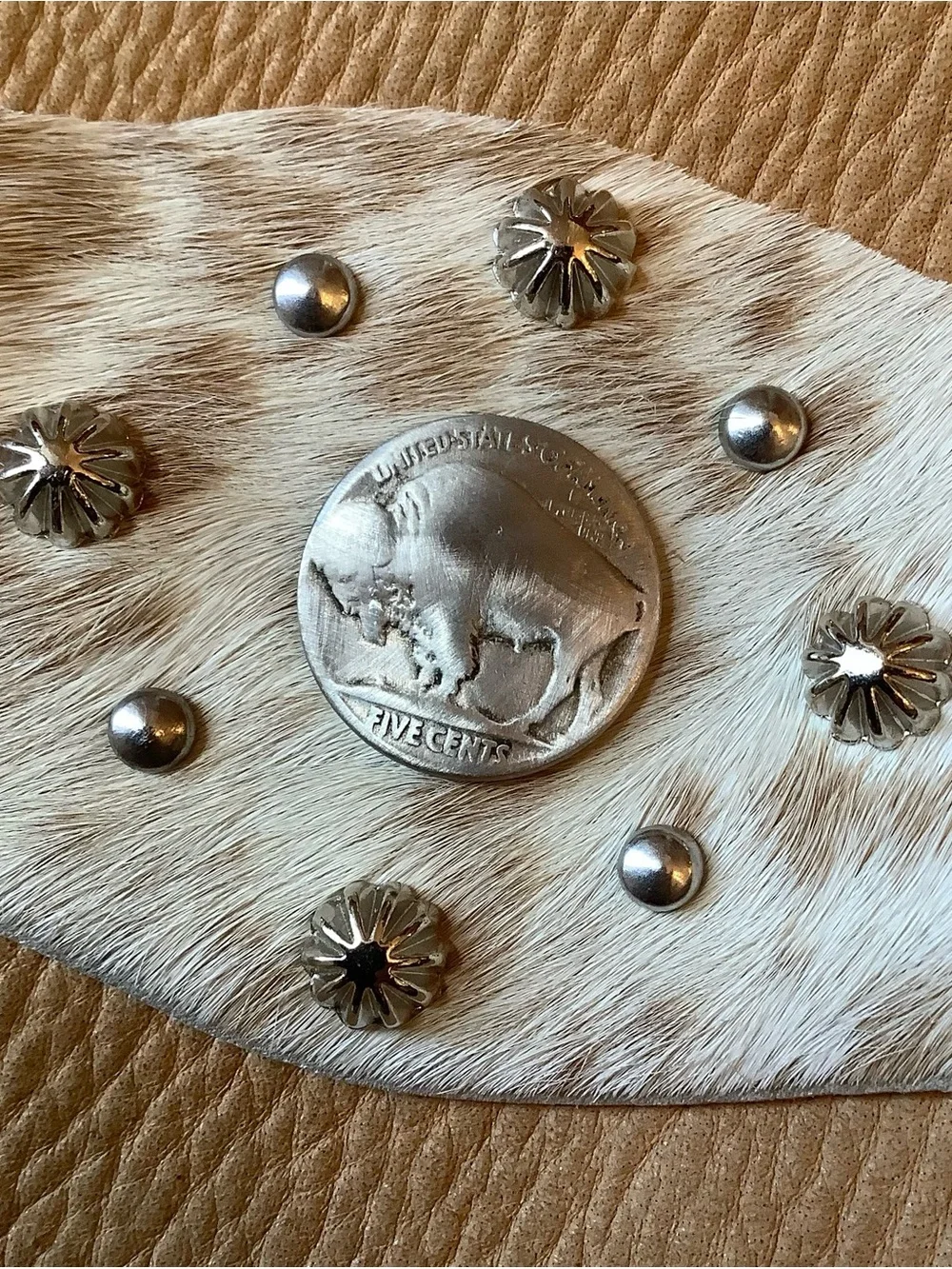 Hair on cowhide cuff( adjustable 6-7 1/2”)